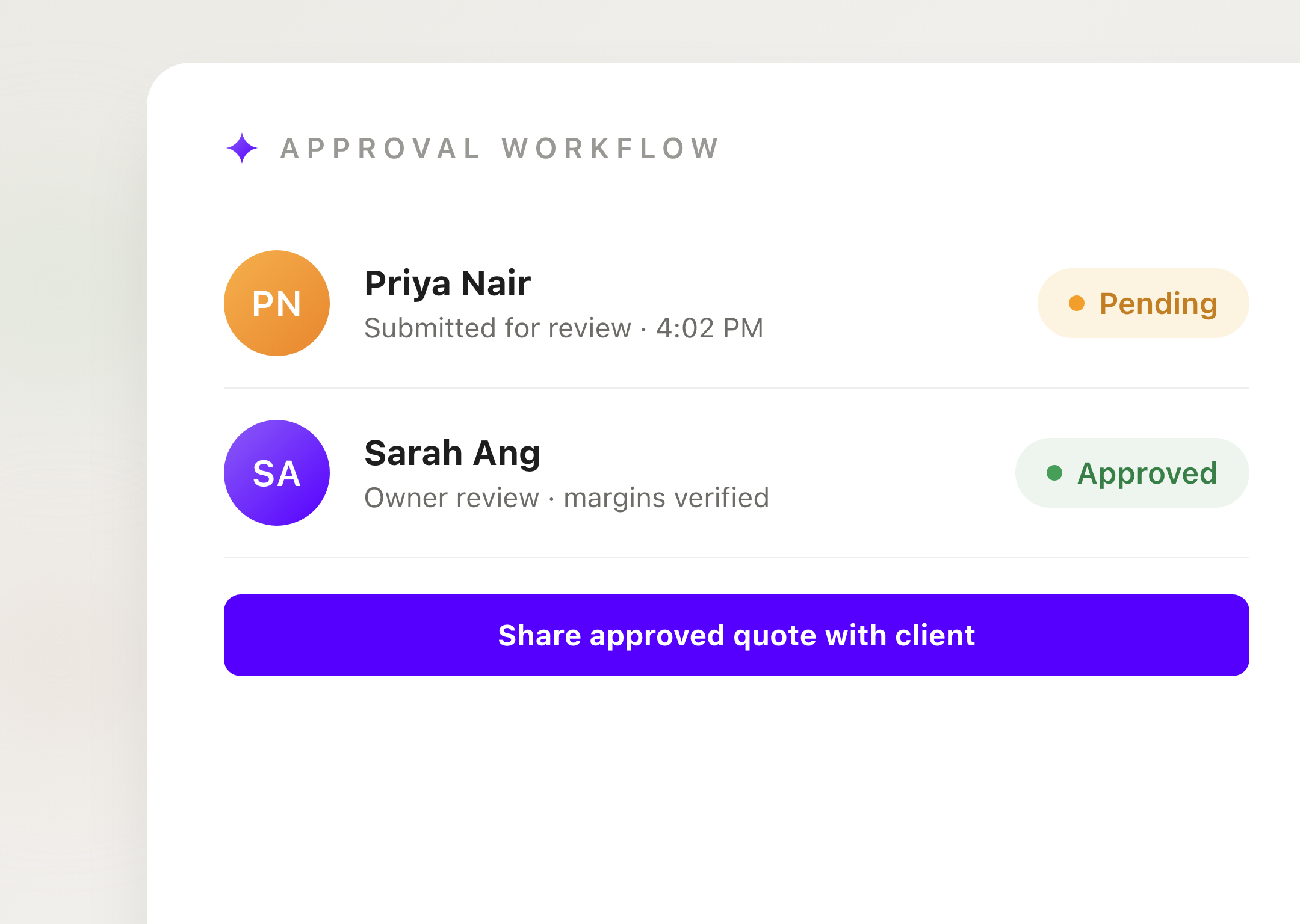 Approval workflow